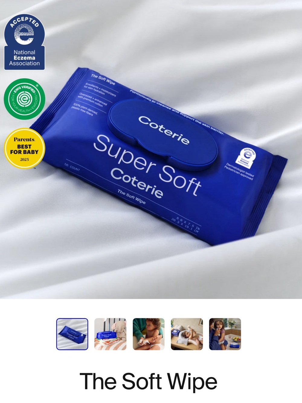 NEW Coterie Super Soft Wipes Pack of 6 (56 Wipes Per Container)